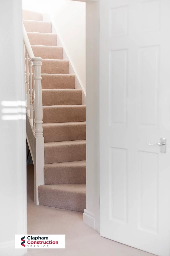 completed loft conversion staircase from bottom step