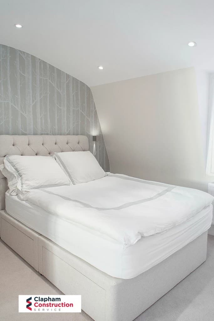 completed loft conversion double bedroom lights in ceiling