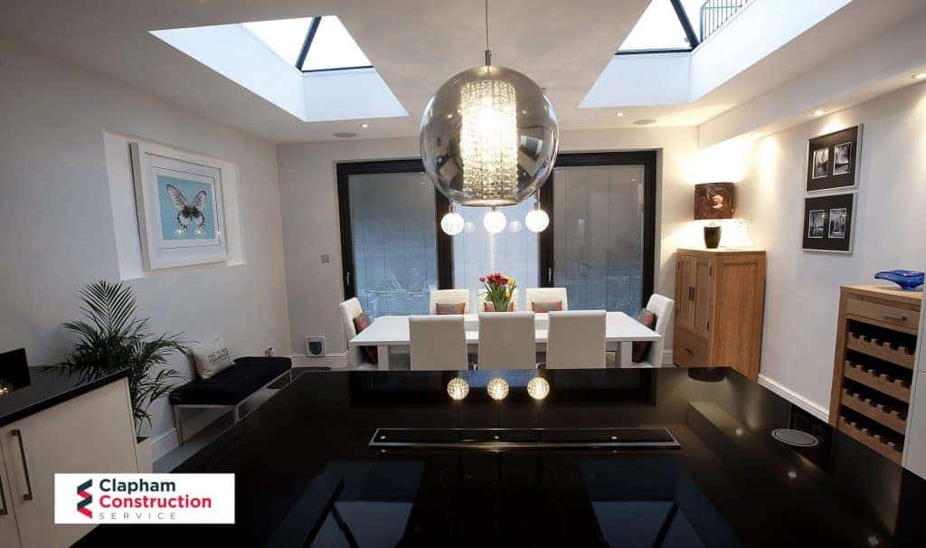 home extension kitchen design with two skylights - house extension inspiration
