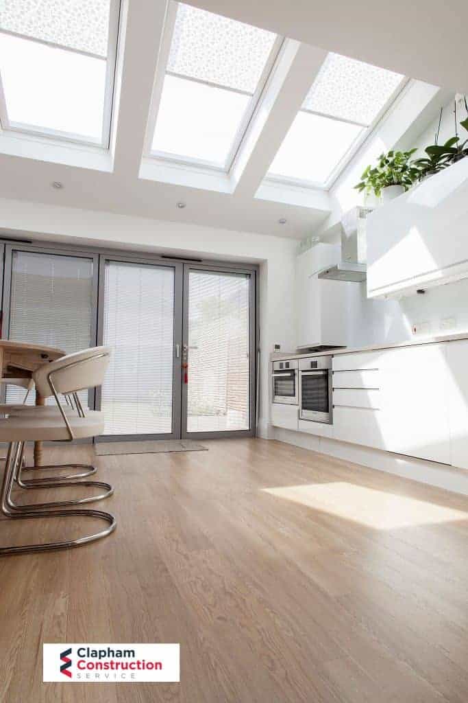 haverlock-home-extension-kitchen- completed home extension kitchen white styling skylight