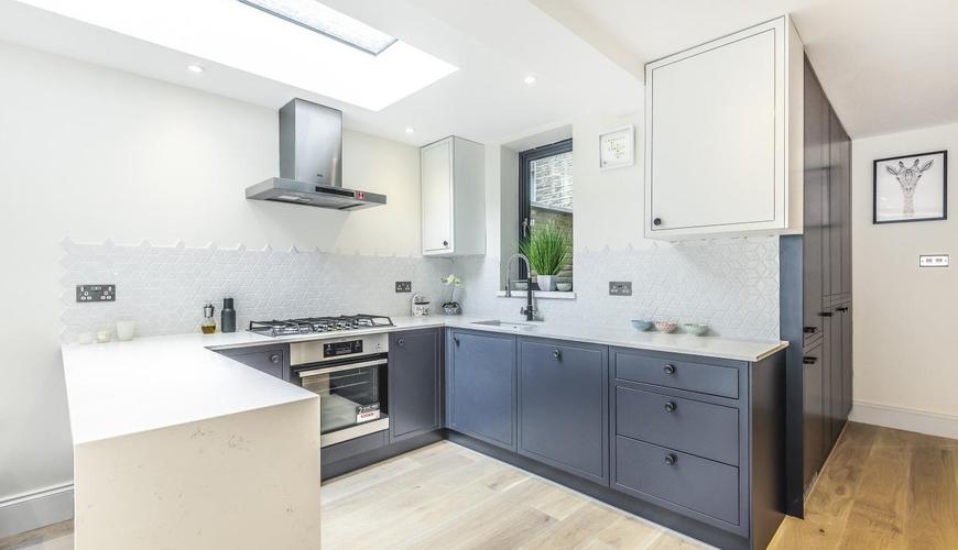open planned kitchen home extension black doors