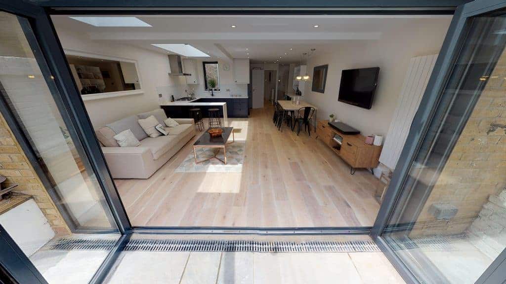 completed home extension looking from garden