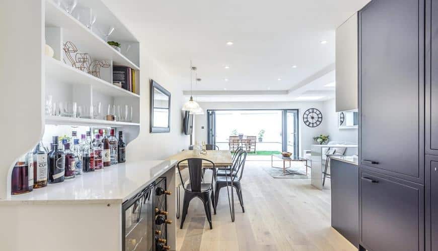 open planned kitchen home extension bottles