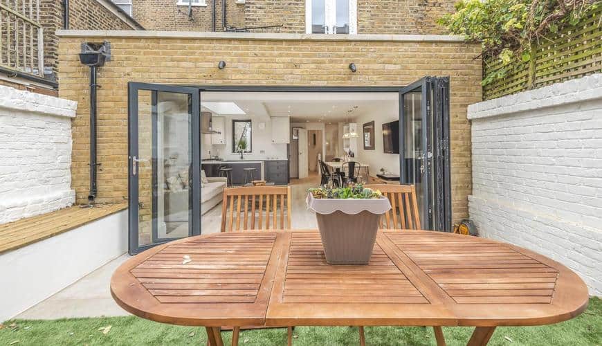 completed home extension garden view