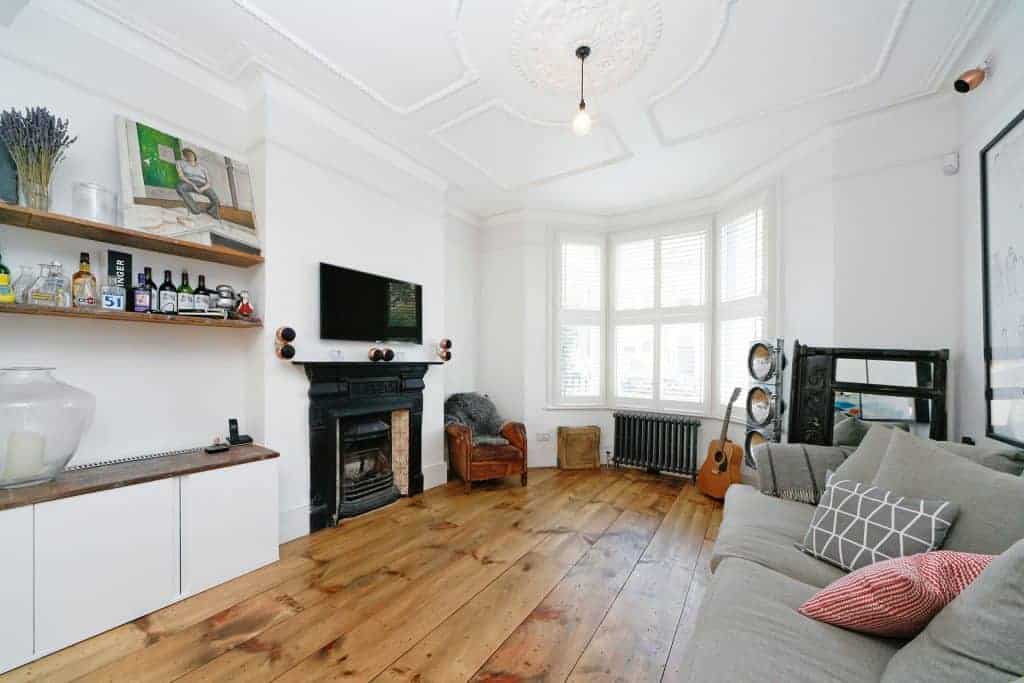completed home extension fireplace bay window