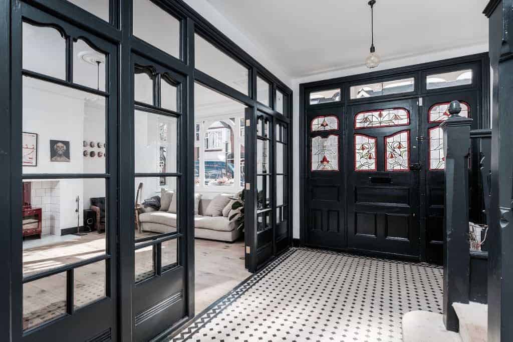 completed home extension black front door