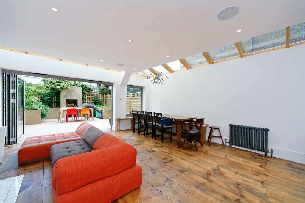 completed home extension bifolding doors sky light