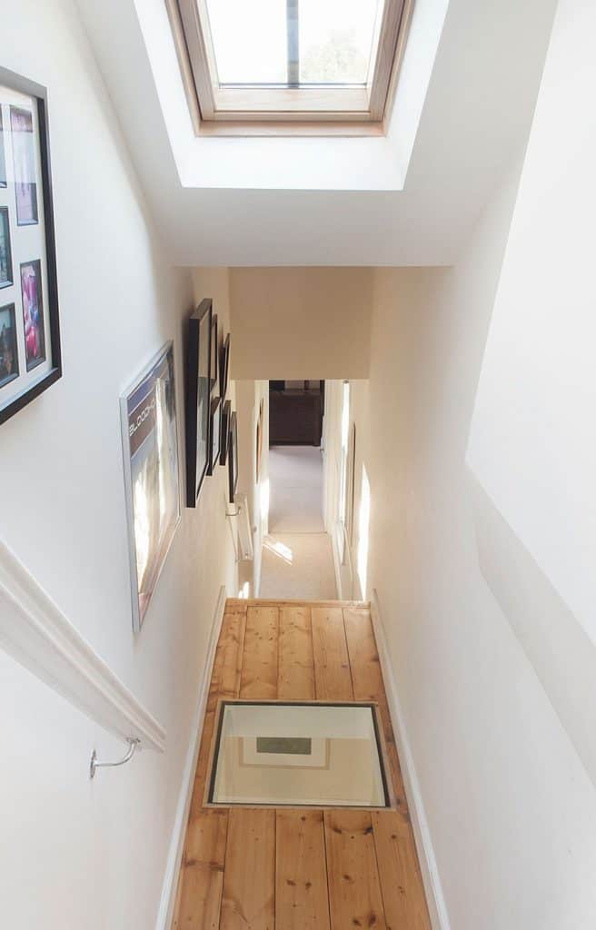 completed loft conversion with glass floor