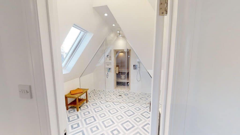 completed bathroom loft extension with steamroom