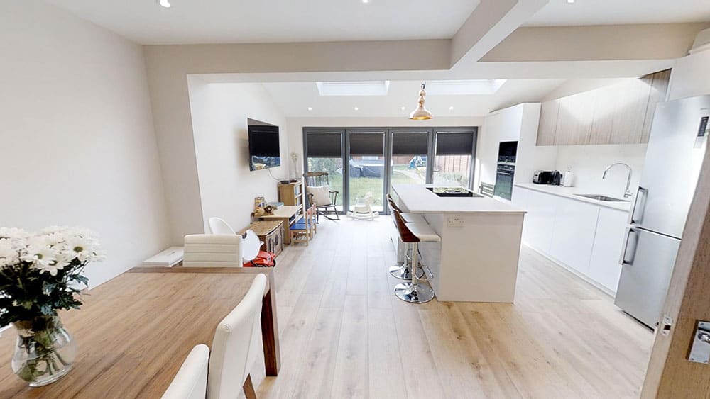 completed home extension bifolding doors