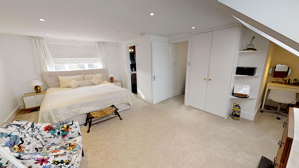 completed loft conversion master bedroom fitted wardrobes