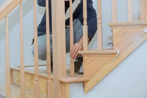 Light oak staircase installation