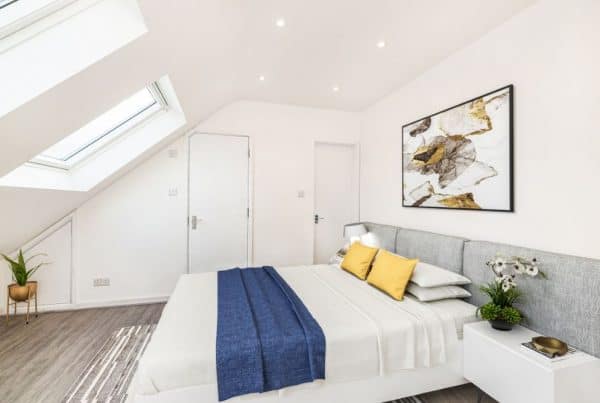 master bedroom with velux windows
