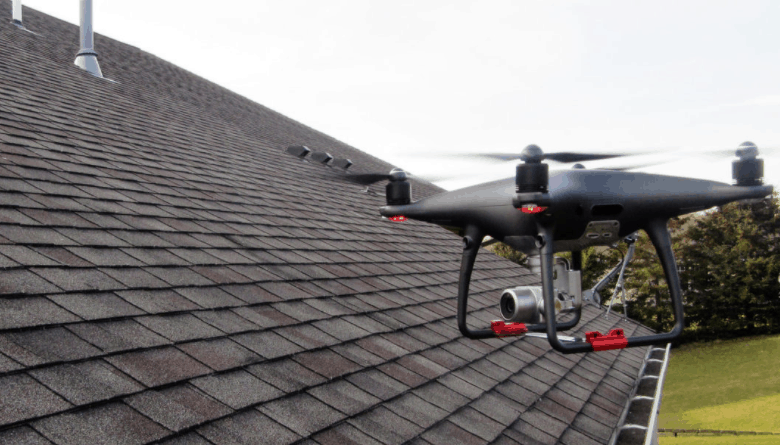 roof being inspected by a drone
