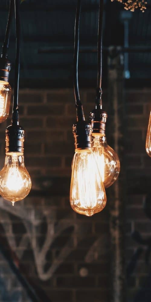 lighted vintage light bulbs